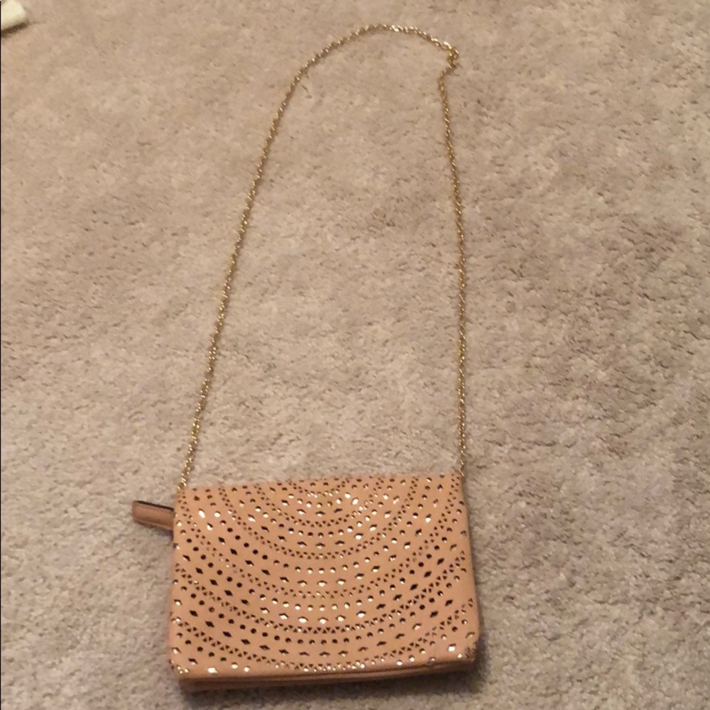 Peach & gold crossbody purse